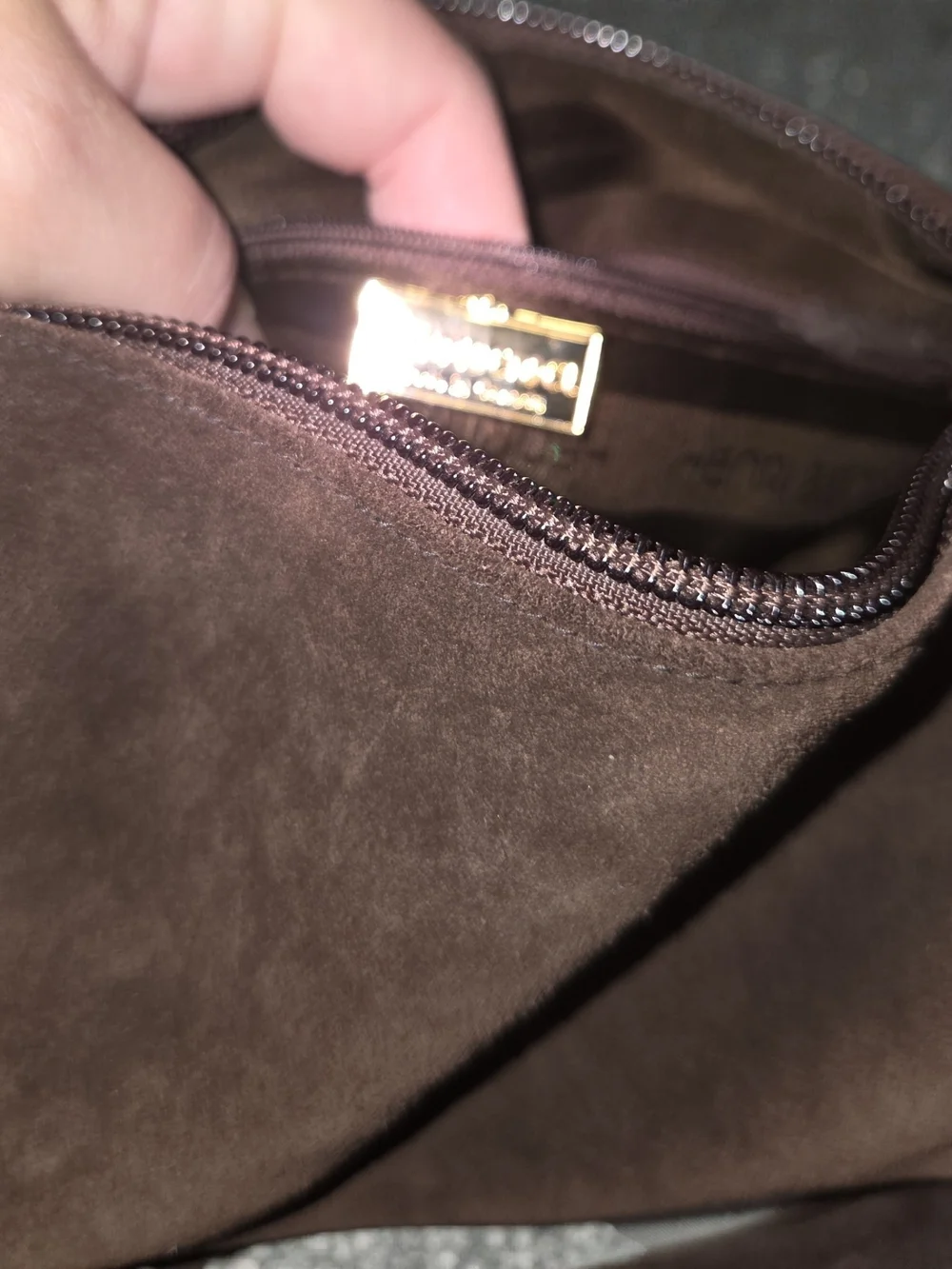 Henri Bendel Brown Suede Mini Knot-Handle Shoulder Bag - Picture 7 of 11